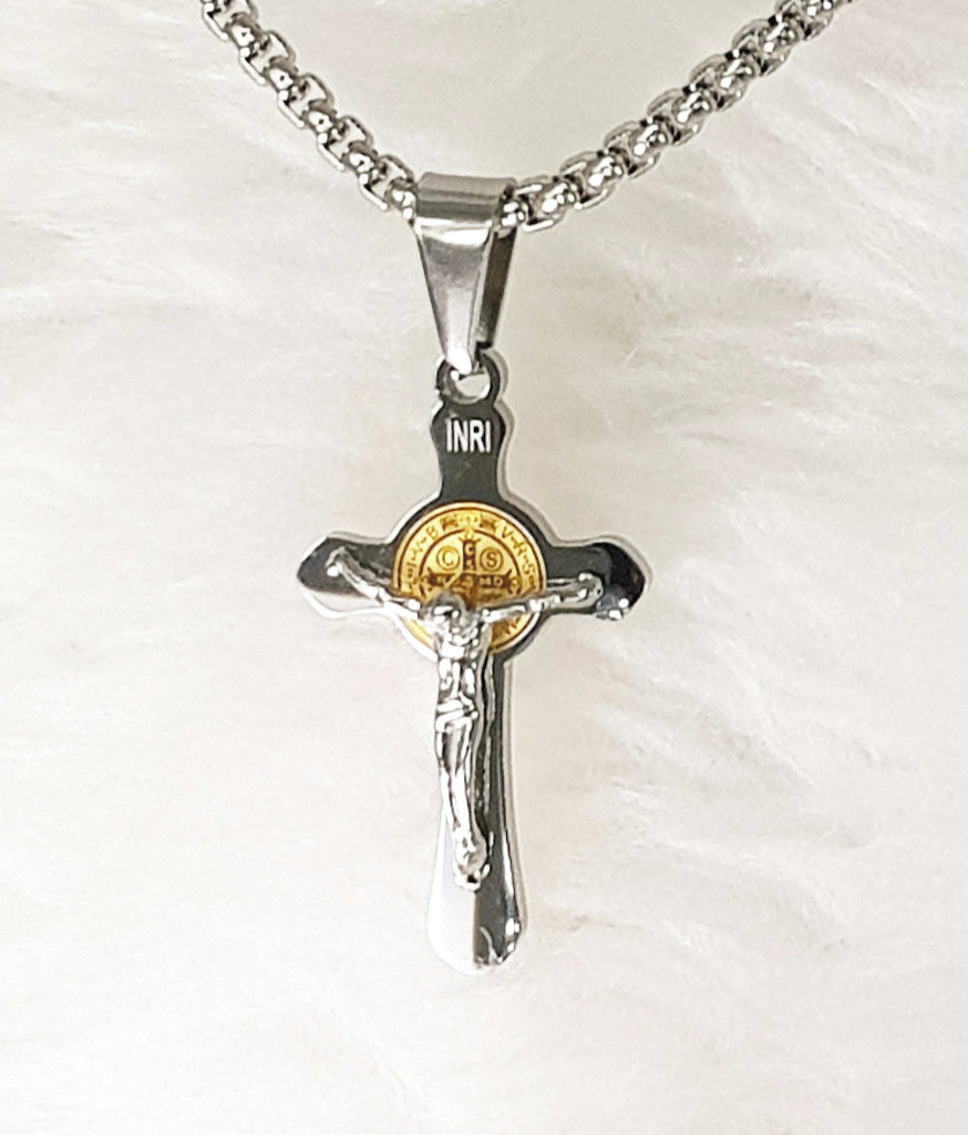 Gold and silver 2025 crucifix necklace