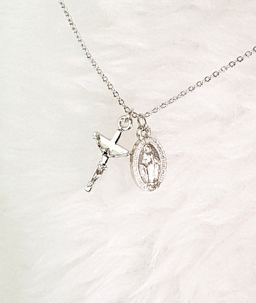 Miraculous medal online and crucifix necklace