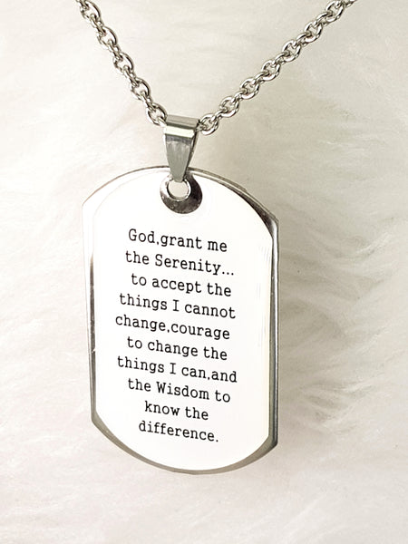 Serenity prayer best sale dog tag necklace